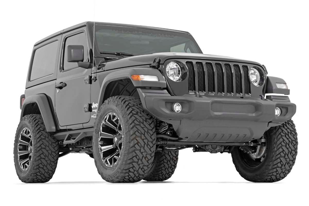 Fits Jeep Wrangler JL 4WD (2018-2024) Contoured Drop Steps; 2 Door; 90761