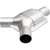 MagnaFlow universal catalytic converter driver side 2.25 inch inlet/outlet stainless steel Federal EPA compliant OBDII 91042