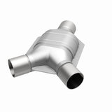 MagnaFlow universal catalytic converter driver side 2.25 inch inlet/outlet stainless steel Federal EPA compliant OBDII 91042