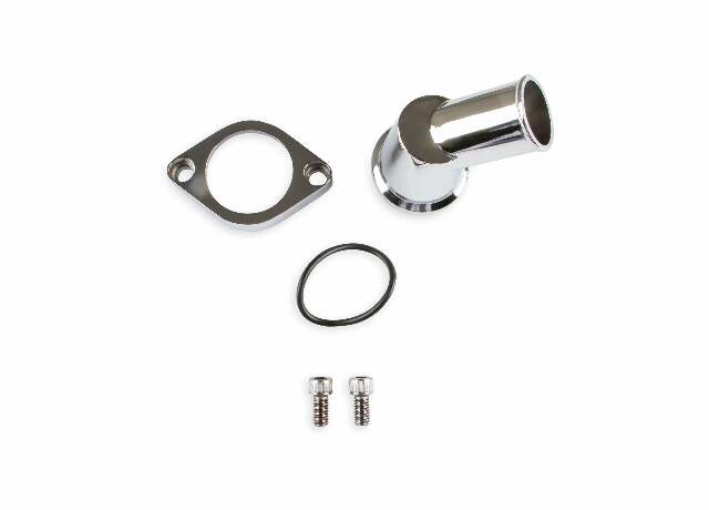 Mr. Gasket O ring style chrome water neck 45 degree Chevy polished aluminum 9141G