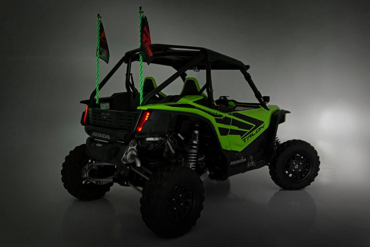 Fits Honda Talon 1000 Whip Mount; Bed; 4' Multl-Color LED Whip Pair; 92039