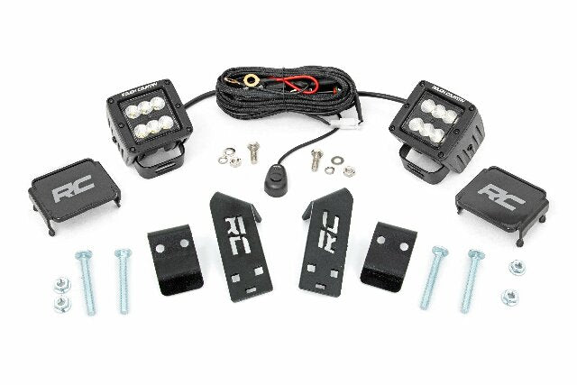 Fits Polaris RZR PRO XP LED Light Kit "A" Pillar Mount 2" Black Pair Spot 93077