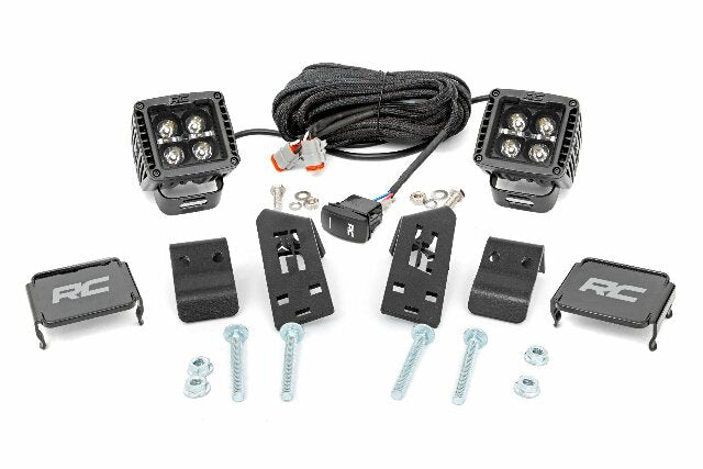 Fits Polaris RZR PRO XP LED Light; A Pillar Mount; 2" Black Pair;  DRL; 93080