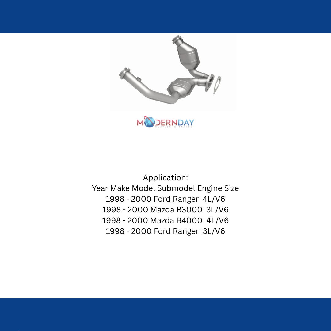 MagnaFlow direct-fit catalytic converter for 1998-2000 Ford 3 inch inlet 4 inch outlet stainless steel Federal EPA compliant OBDII 93110