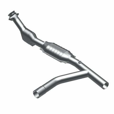 MagnaFlow direct-fit catalytic converter fits 1997-1998 E150/E250 4.2L passenger side 4.2L passenger side stainless steel Federal EPA compliant OBDII 93322