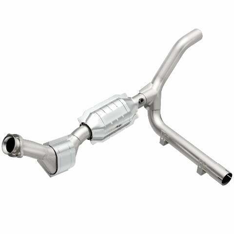 MagnaFlow direct-fit catalytic converter for 1997-1998 Ford F-150 4.2L passenger side stainless steel Federal EPA compliant OBDII 93429