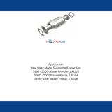 MagnaFlow direct-fit catalytic converter for 1998-2000 Nissan Frontier 2.4 inch inlet/outlet stainless steel Federal EPA compliant OBDII 93445