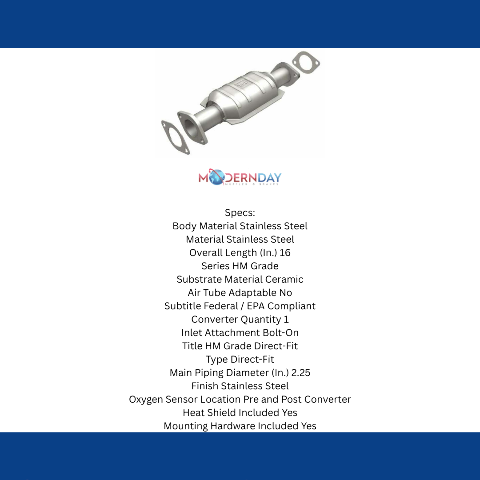 MagnaFlow direct-fit catalytic converter for 1998-2000 Nissan Frontier 2.4 inch inlet/outlet stainless steel Federal EPA compliant OBDII 93445