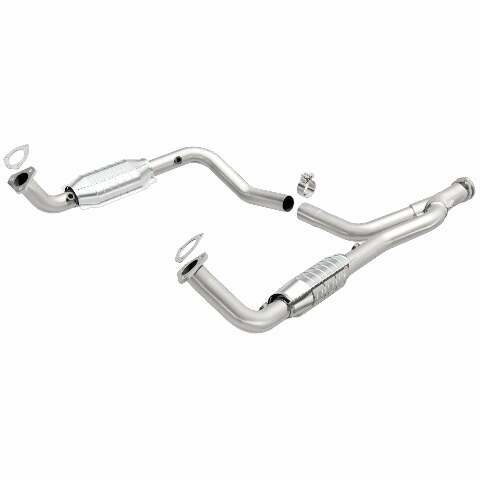 MagnaFlow direct-fit catalytic converter fits 1996-2002 Land Rover Range Rover HSE 4.6L and 1996-2000 Land Rover Range Rover 4.0L stainless steel Federal EPA compliant OBDII 93694