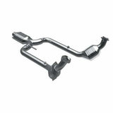 MagnaFlow direct-fit catalytic converter fits 1994-1997 Ford Thunderbird and Mercury Cougar. Hardware is included to eliminate the hassle of working with corroded factory parts and