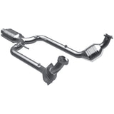 MagnaFlow direct-fit catalytic converter fits 1994-1997 Ford Thunderbird and Mercury Cougar. Hardware is included to eliminate the hassle of working with corroded factory parts and