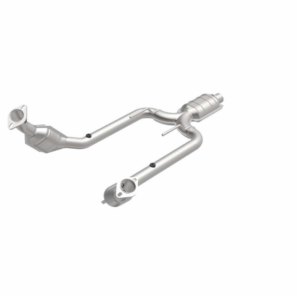 MagnaFlow direct-fit catalytic converter fits 1994-1997 Ford Thunderbird and Mercury Cougar. Hardware is included to eliminate the hassle of working with corroded factory parts and