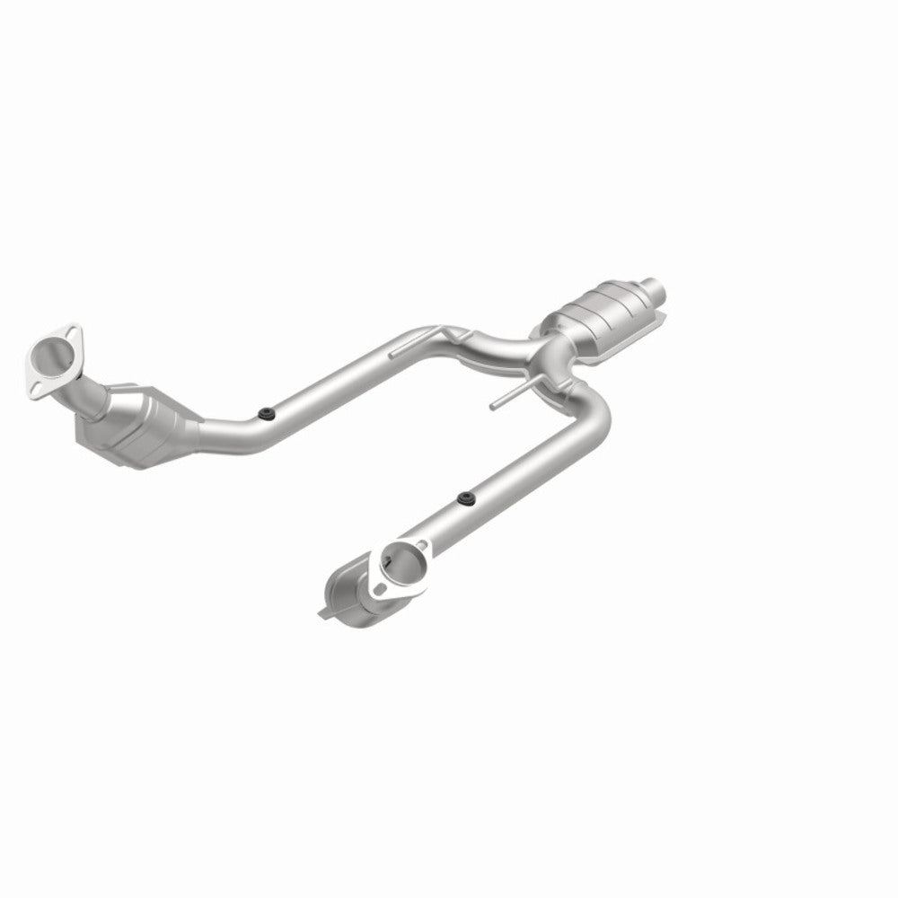 MagnaFlow direct-fit catalytic converter fits 1994-1997 Ford Thunderbird and Mercury Cougar. Hardware is included to eliminate the hassle of working with corroded factory parts and