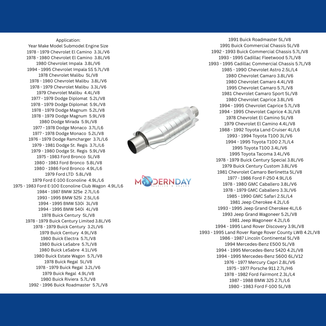 MagnaFlow universal catalytic converter 2.25 inch inlet/outlet stainless steel Federal EPA compliant OBDII 94005