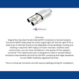 MagnaFlow universal catalytic converter 2.5 inch inlet/outlet stainless steel Federal EPA compliant OBDII 94007