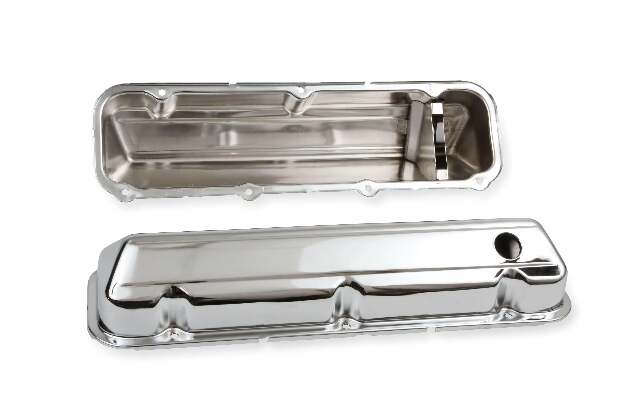 Mr. Gasket chrome valve covers with baffle Ford steel 9413