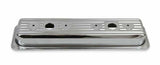 Mr. Gasket chrome valve covers finned SBC Chevy steel 9415