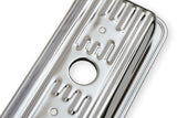 Mr. Gasket chrome valve covers finned SBC Chevy steel 9415
