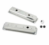 Mr. Gasket chrome valve covers finned SBC Chevy steel 9415