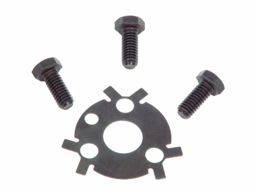 Mr. Gasket cam bolts and lock plate Chevy black steel 948G