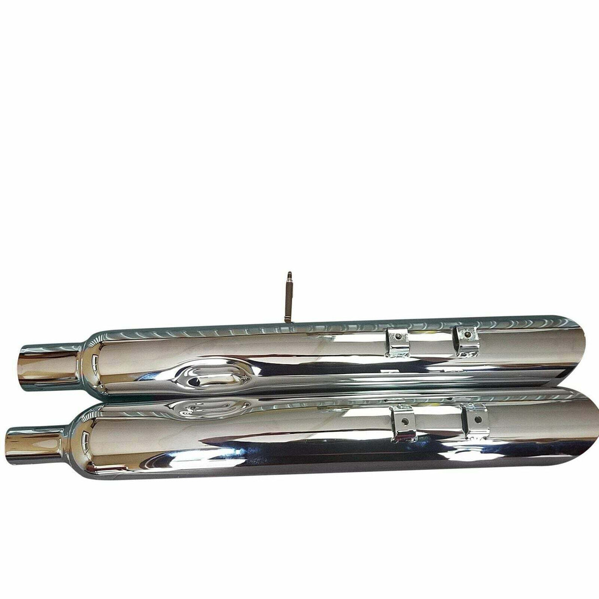 t 95-16 Harley Davidson Reverse Angle Slip On Muffler Chrome Exhaust 2.5 Baffle Jones Exhaust