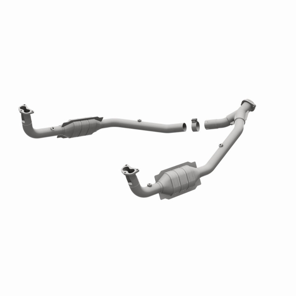 MagnaFlow direct-fit catalytic converter fits 1996-1998 Land Rover Discovery and 1997 Land Rover Defender 90. Hardware is included to eliminate the hassle of working with corroded 