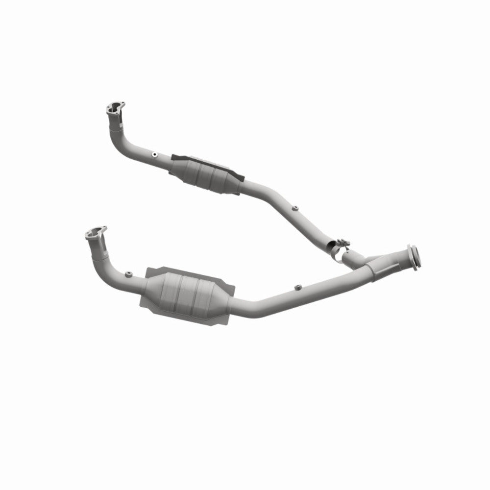 MagnaFlow direct-fit catalytic converter fits 1996-1998 Land Rover Discovery and 1997 Land Rover Defender 90. Hardware is included to eliminate the hassle of working with corroded 
