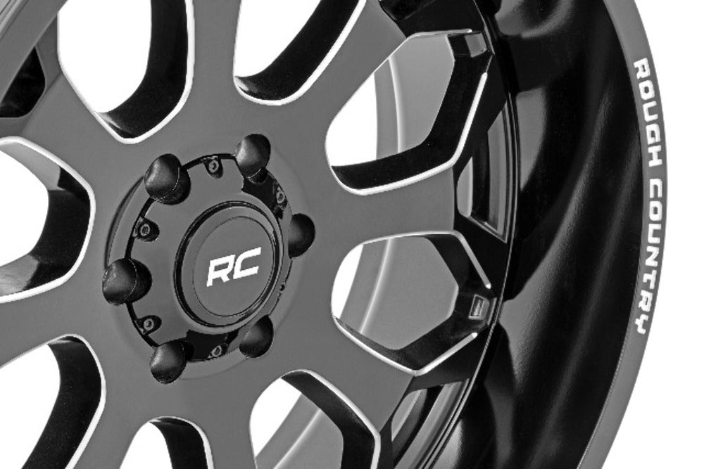 Rough Country 96 Series Wheel; One-Piece; Black; 20x9; 6x5.5; -12mm 96200912