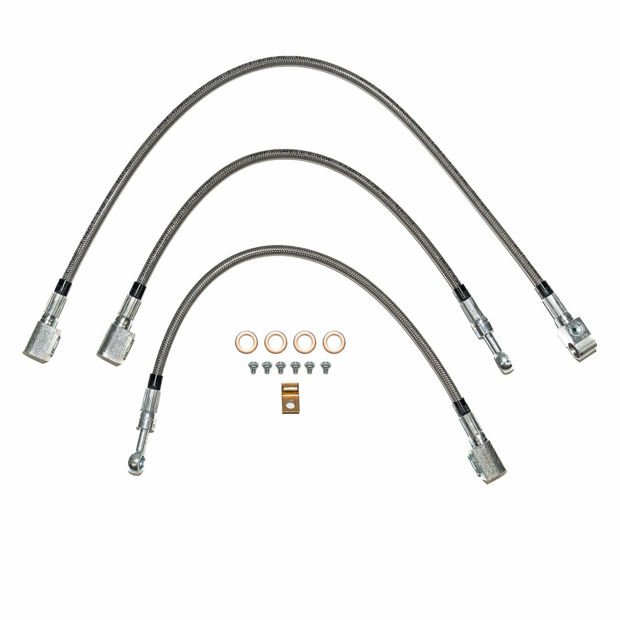 t 97-06 Jeep Wrangler Brake Hose Kit No ABS Stainless Steel HSK0049SS Fine Lines