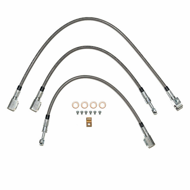 t 97-06 Jeep Wrangler Brake Hose Kit No ABS Stainless Steel HSK0049SS Fine Lines