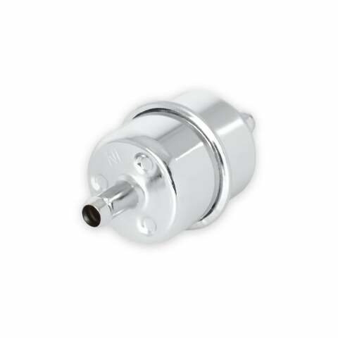 Mr. Gasket chrome fuel filter fits 3/8 inch hose polished steel 9746