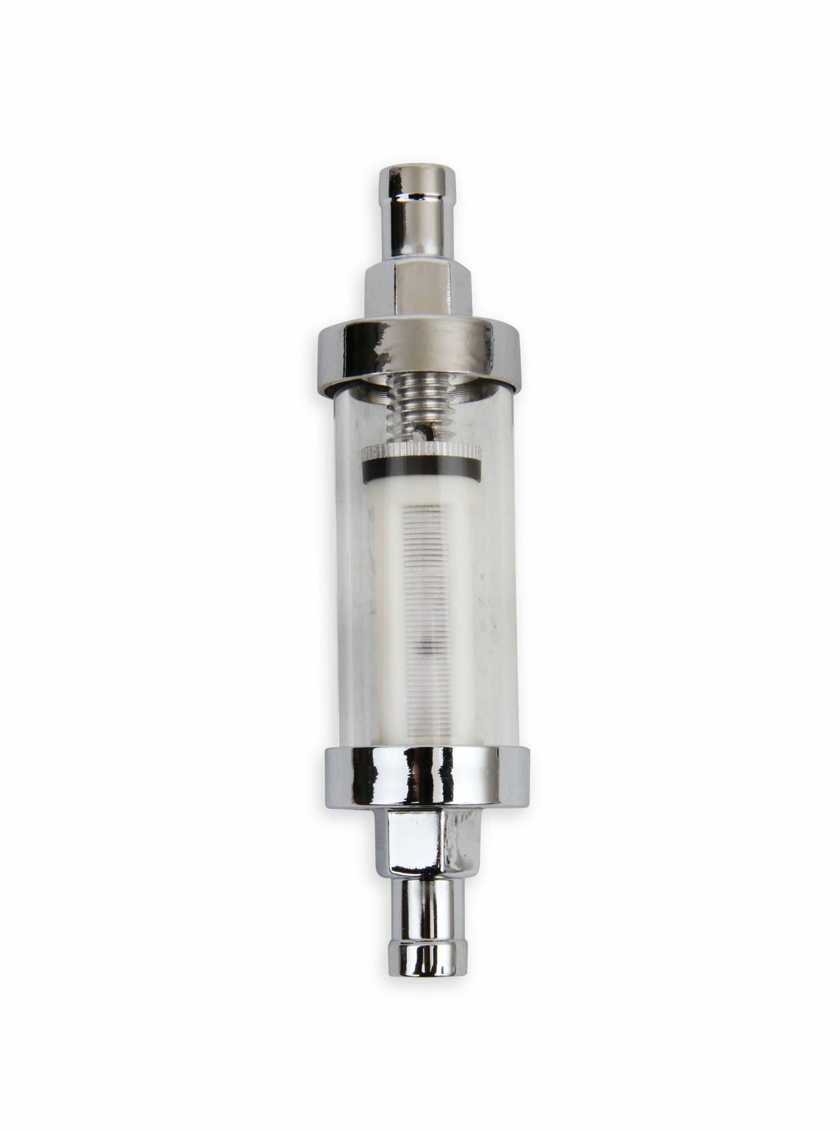 Mr. Gasket 3/8 clear inline fuel filter carburetor chrome 9748