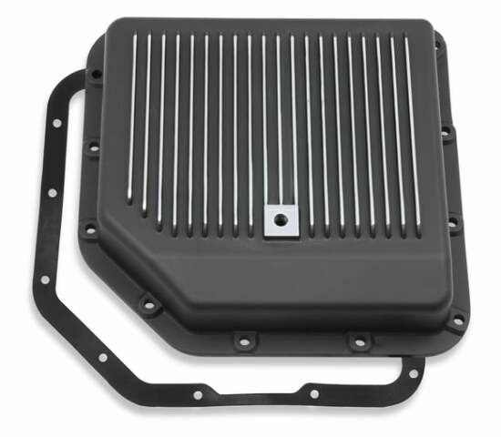 Mr. Gasket transmission oil pan black aluminum 9795BMRG Chevy steel 2493