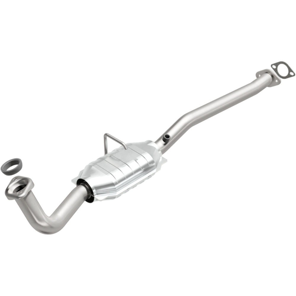 MagnaFlow direct-fit catalytic converter fits 1998-2001 Chevrolet Geo Metro and 1995-2001 Suzuki Swift, this and 1998-2001 Geo Metro/Swift 1.3 rr OE 1.3 inch inlet/outlet stainless
