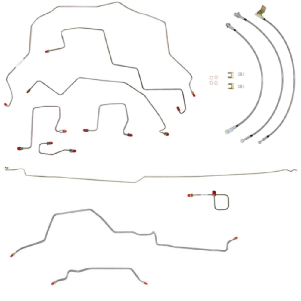 t 98-01 Ram 3500 Brake Lines & Hose Kit 4WD Ext Cab/Long Bed RWABS Dually Rear Dru Fine Lines