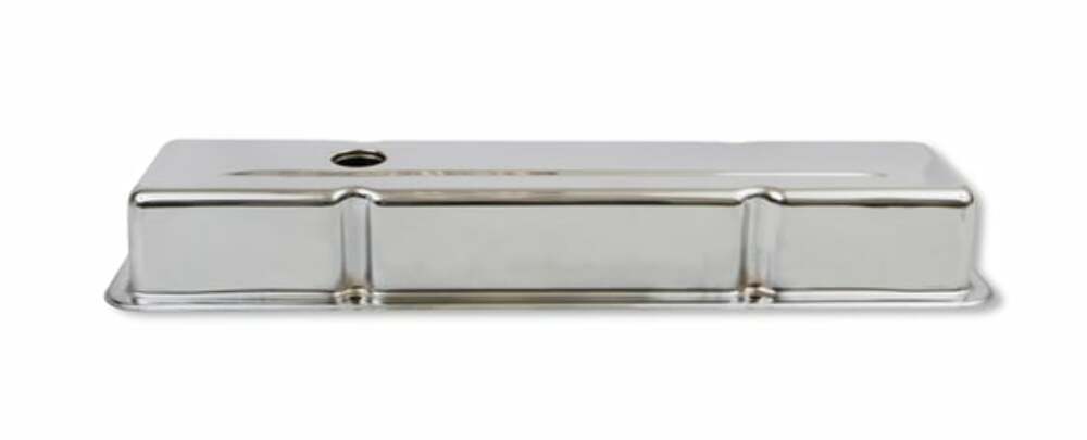Mr. Gasket chrome valve covers dual cap holes fits 1960 1986 chevrolet small block 262 400 Chevy steel 9800