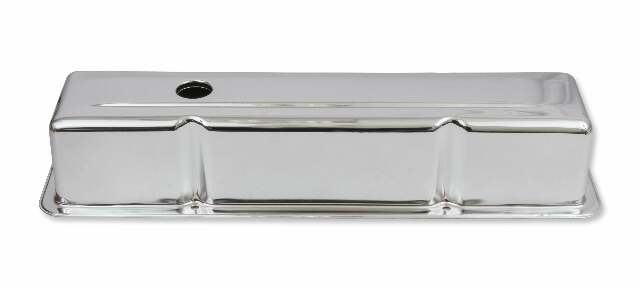 Mr. Gasket chrome tall style valve covers without baffle SBC Chevy steel 9801
