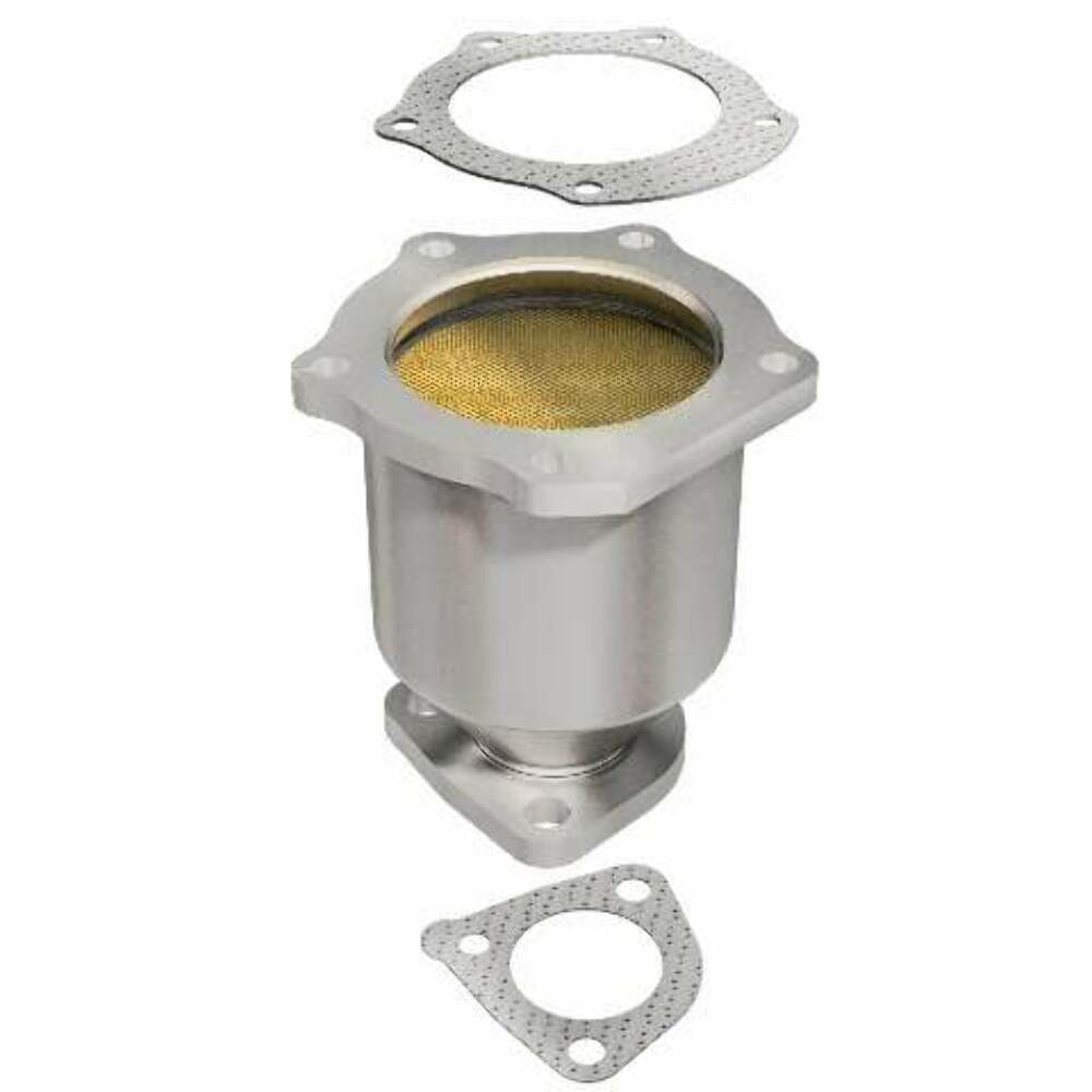 MagnaFlow direct-fit catalytic converter fits 1998-2001 Kia Sephia and 2000-2001 Kia Spectra, this and 1999-2001 Sephia/Spectra frt OE stainless steel CARB compliant OBDII 49323