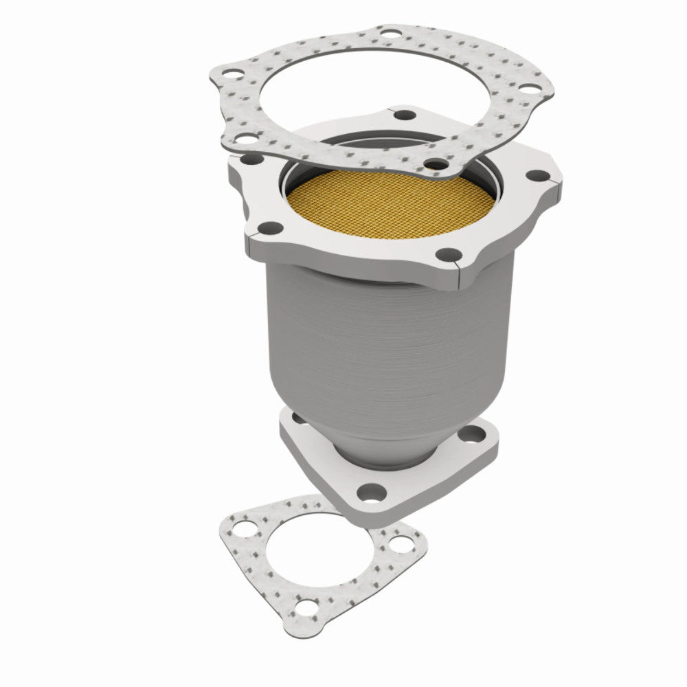 MagnaFlow direct-fit catalytic converter fits 1998-2001 Kia Sephia and 2000-2001 Kia Spectra, this and 1999-2001 Sephia/Spectra frt OE stainless steel CARB compliant OBDII 49323