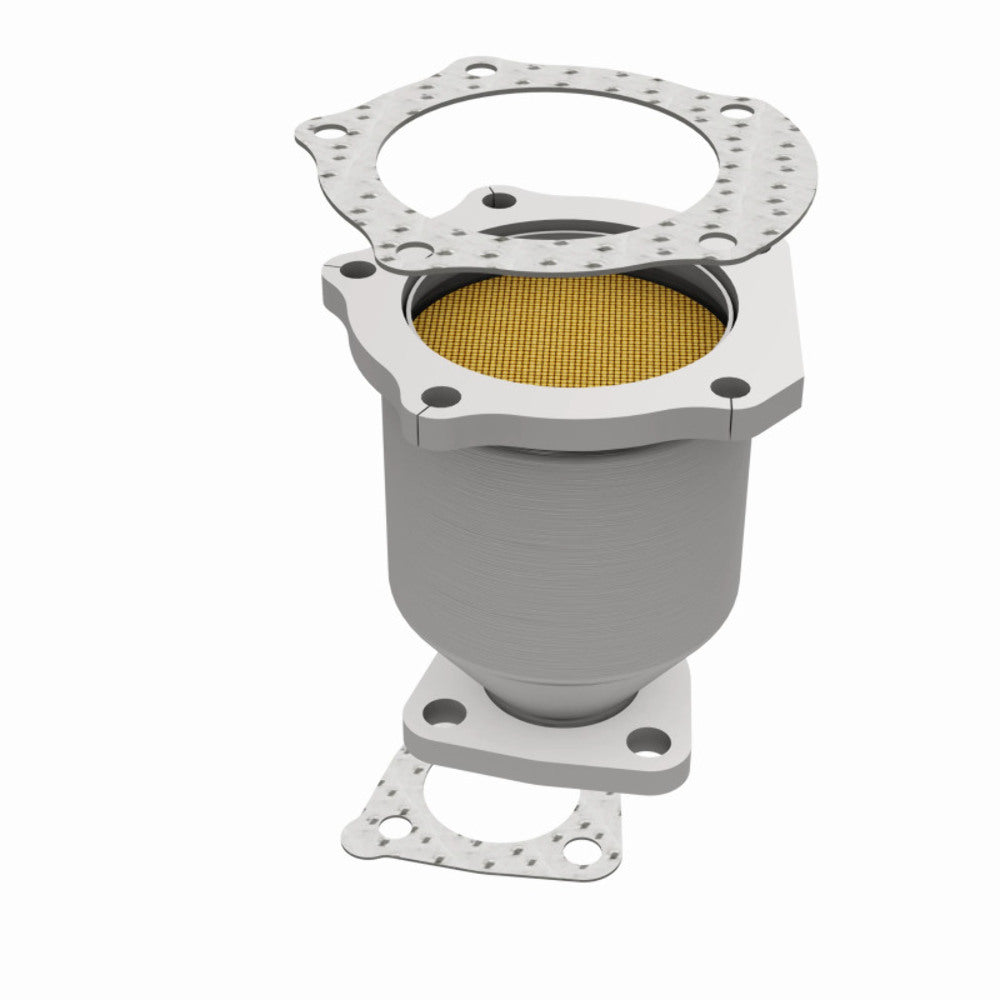 MagnaFlow direct-fit catalytic converter fits 1998-2001 Kia Sephia and 2000-2001 Kia Spectra, this and 1999-2001 Sephia/Spectra frt OE stainless steel CARB compliant OBDII 49323