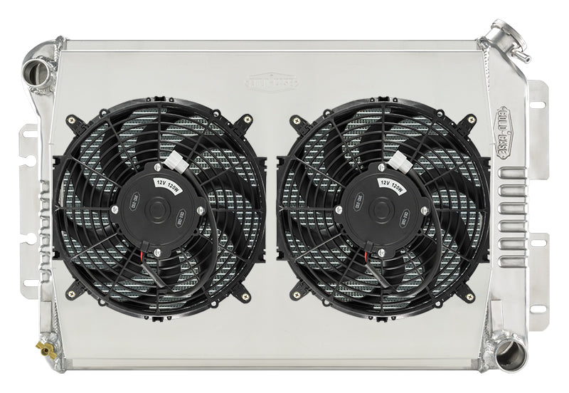 67-69 F Body Dual 12 Inch Fan Kit Manual Trans radiator for Firebird 2 row aluminum polished