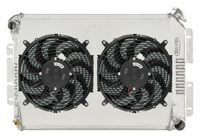 67-69 F Body Dual 12 Inch Fan Kit Manual Trans radiator for Firebird 2 row aluminum polished