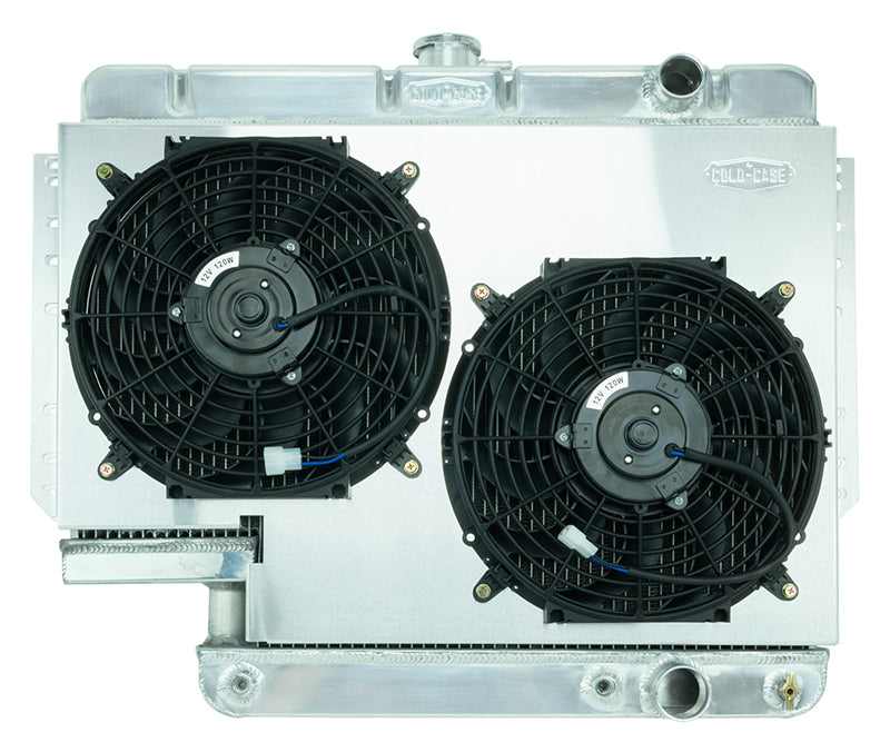 Impala Radiator 61-65 Impala 500 Box Aluminum Performance Radiator & Dual 12 Inch row aluminum polished