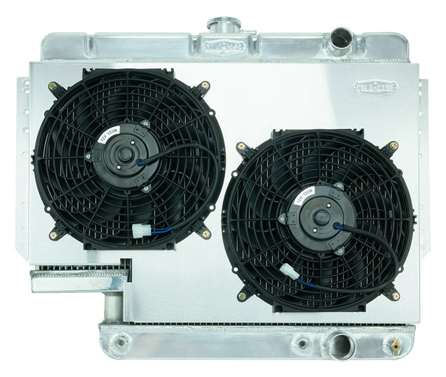 Impala Radiator 61-65 Impala 500 Box Aluminum Performance Radiator & Dual 12 Inch row aluminum polished