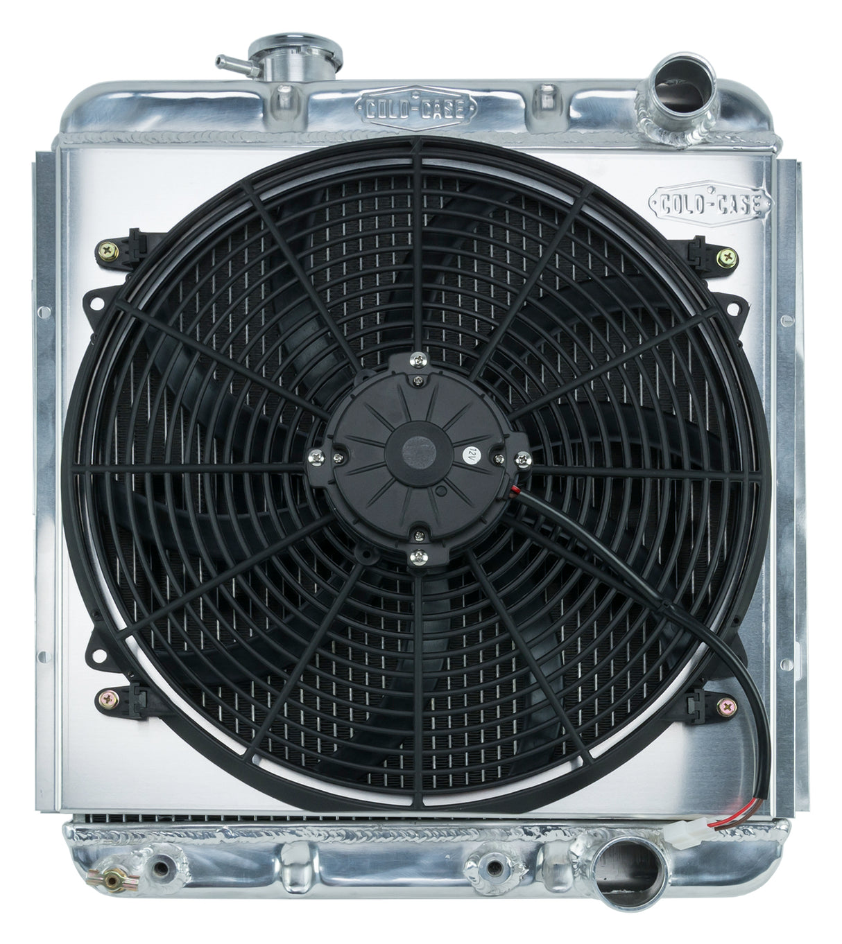 65-66 Ford Mustang 289 Aluminum Performance Radiator And 16 Inch Fan Kit MT 2 row aluminum polished