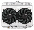 67-70 Mustang SB 24 Inch Aluminum Performance Radiator And Dual 12 Inch Fan Kit 2 row aluminum polished