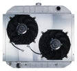 66-79 Ford Truck Bronco Aluminum Radiator And 12 Inch Fan Kit Dual 2 row aluminum polished