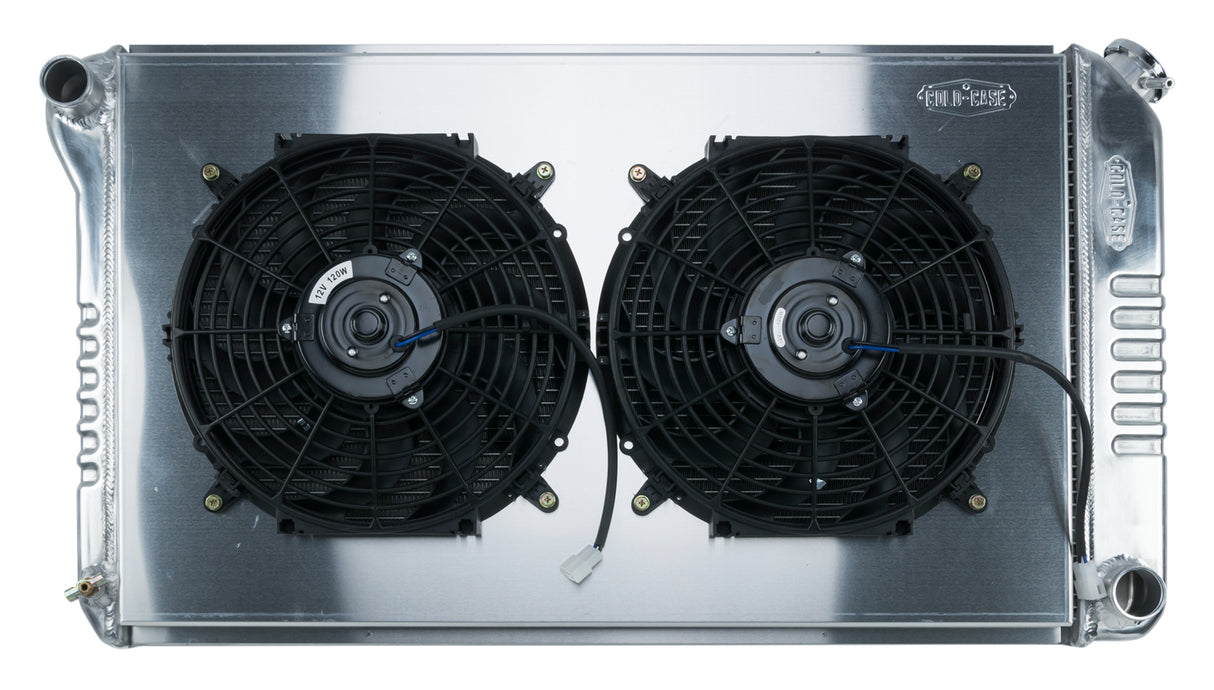 68-77 A-Body Aluminum Radiator Manual Dual 14 Inch Fan Kit radiator for 1968-1977 GTO 2 row aluminum polished