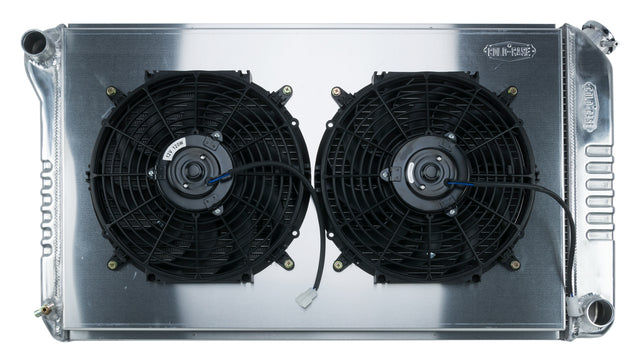 68-77 A-Body Aluminum Radiator Manual Dual 14 Inch Fan Kit radiator for 1968-1977 GTO 2 row aluminum polished