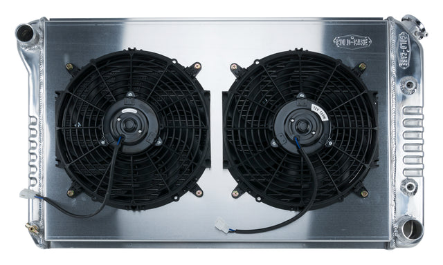 78-88 GM G-Body Aluminum Radiator And 12 Inch Dual Fan Kit AT (exc. GN) for 1978-1988 2 row aluminum polished
